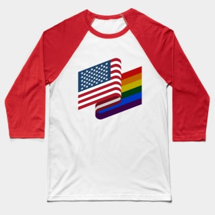 American Flag and Rainbow Flag Baseball T-Shirt